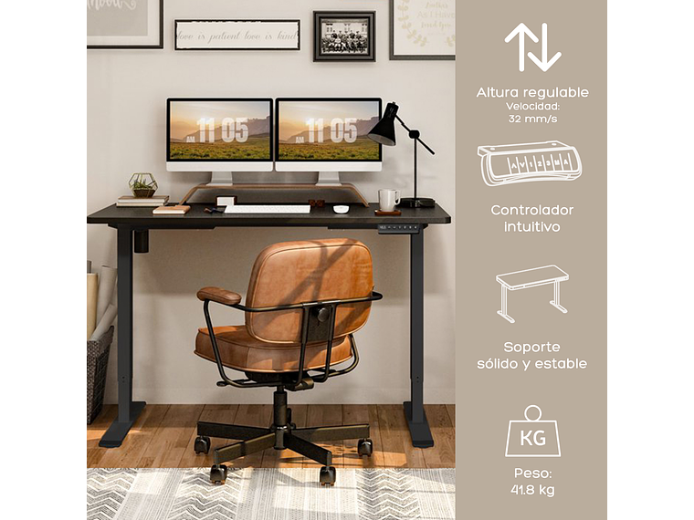 ESCRITORIO RELAN ELÉCTRICO TOP LIVING BLACK PRO+ STANDING DESK 8