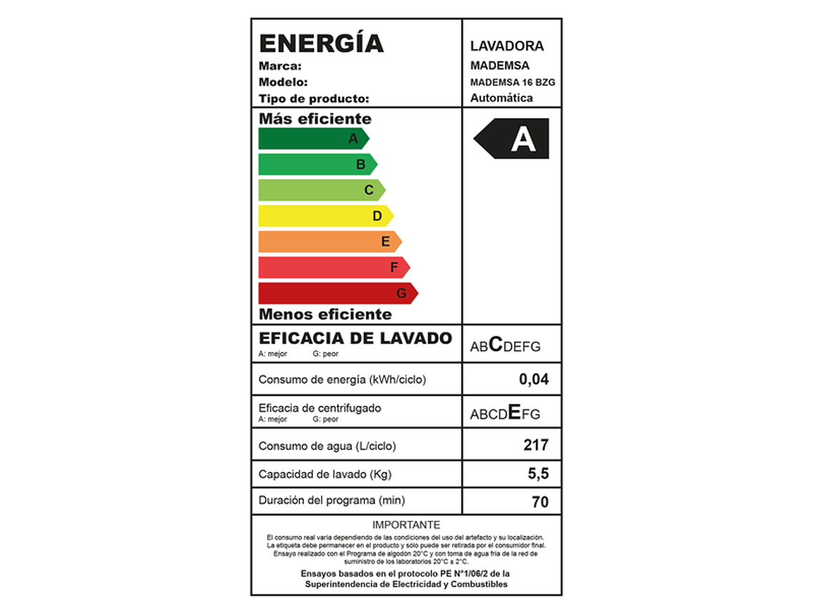 LAVADORA AUTOMÁTICA 16KG DISOLUCIÓN MÁXIMA 16 BZG BLANCA 5