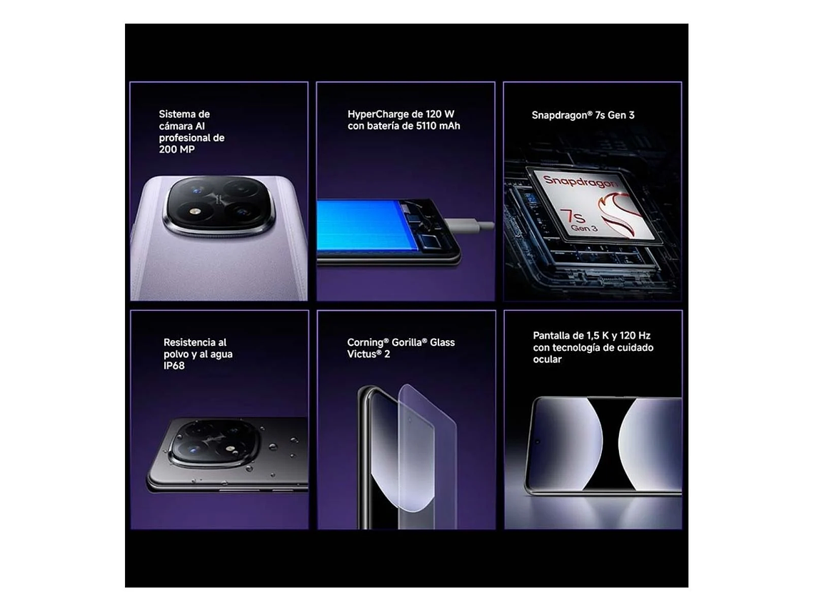 XIAOMI REDMI NOTE 14 PRO+ 5G 12GB + 512GB NEGRO MEDIANOCHE 5