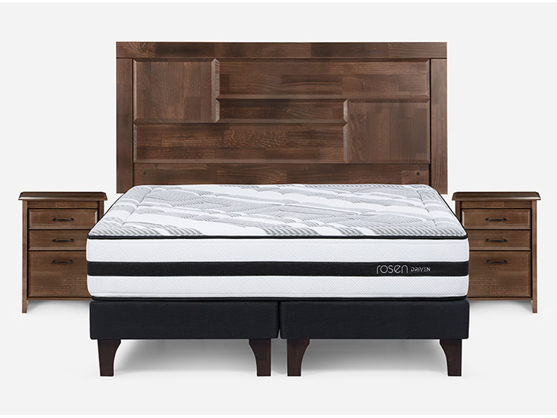 JUEGO DE DORMITORIO ROSEN CAMA EUROPEA DRIVEN BD 2 PLAZAS + SET DOLCE 1