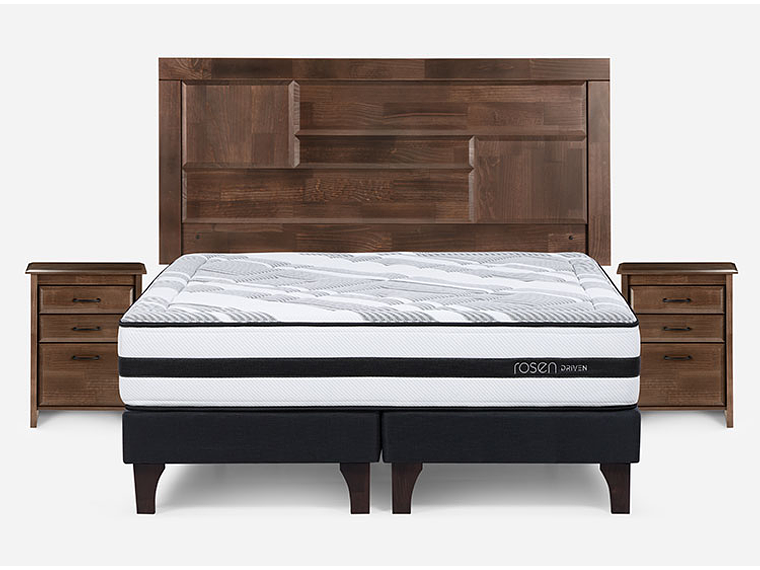 JUEGO DE DORMITORIO ROSEN CAMA EUROPEA DRIVEN BD 2 PLAZAS + SET DOLCE 1