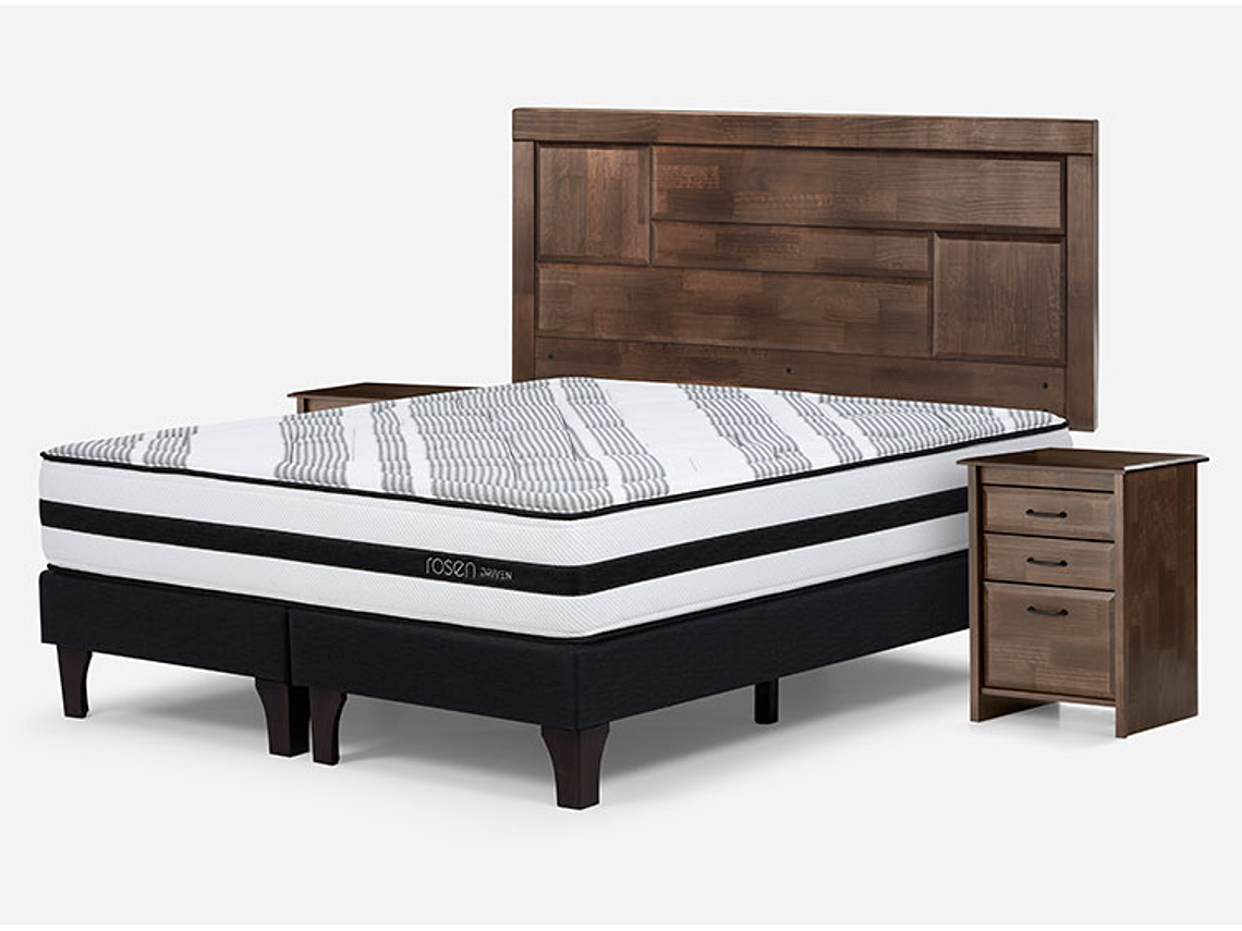 JUEGO DE DORMITORIO ROSEN CAMA EUROPEA DRIVEN BD 2 PLAZAS + SET DOLCE 2