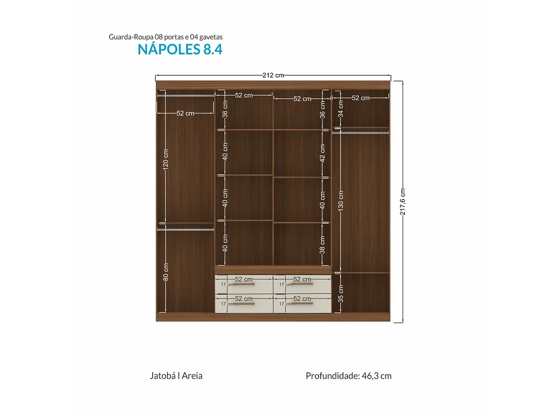 CLOSET NAPOLES 8P4C EN COLOR CAFE AREIA 2