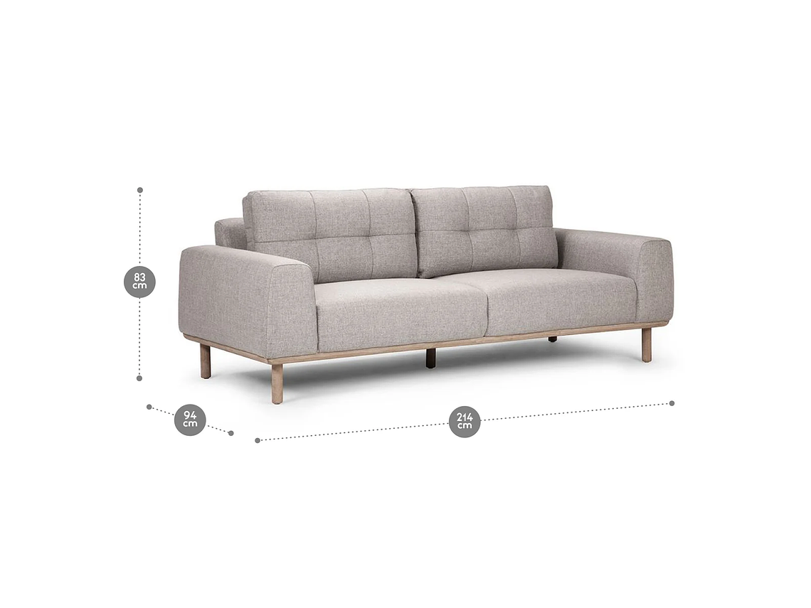 SOFÁ ROSEN BIADA 3 CUERPOS TELA GRIS PERLA 3