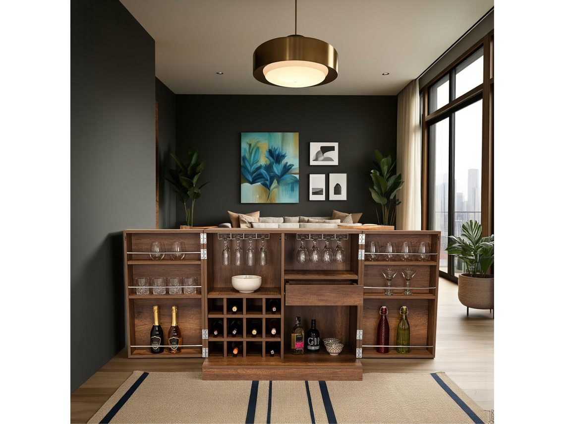 BAR EXTENSIBLE 12 BOTELLEROS 2 PUERTA FM-012O CAFÉ OSCURO 7