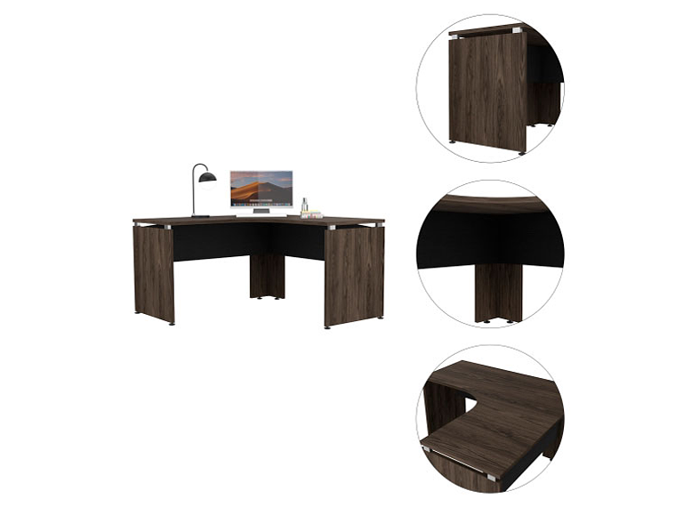 ESCRITORIO TUHOME L-140 -NEGRO SOFT/COÑAC 3