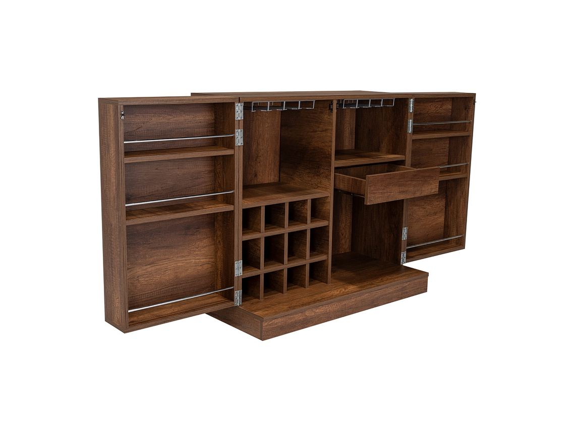 BAR EXTENSIBLE 12 BOTELLEROS 2 PUERTA FM-012O CAFÉ OSCURO 10