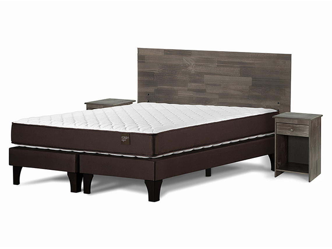 JUEGO DE DORMITORIO ROSEN CAMA EUROPEA ERGO T BD 2 PLAZAS + SET TABOR GRAFITO 2