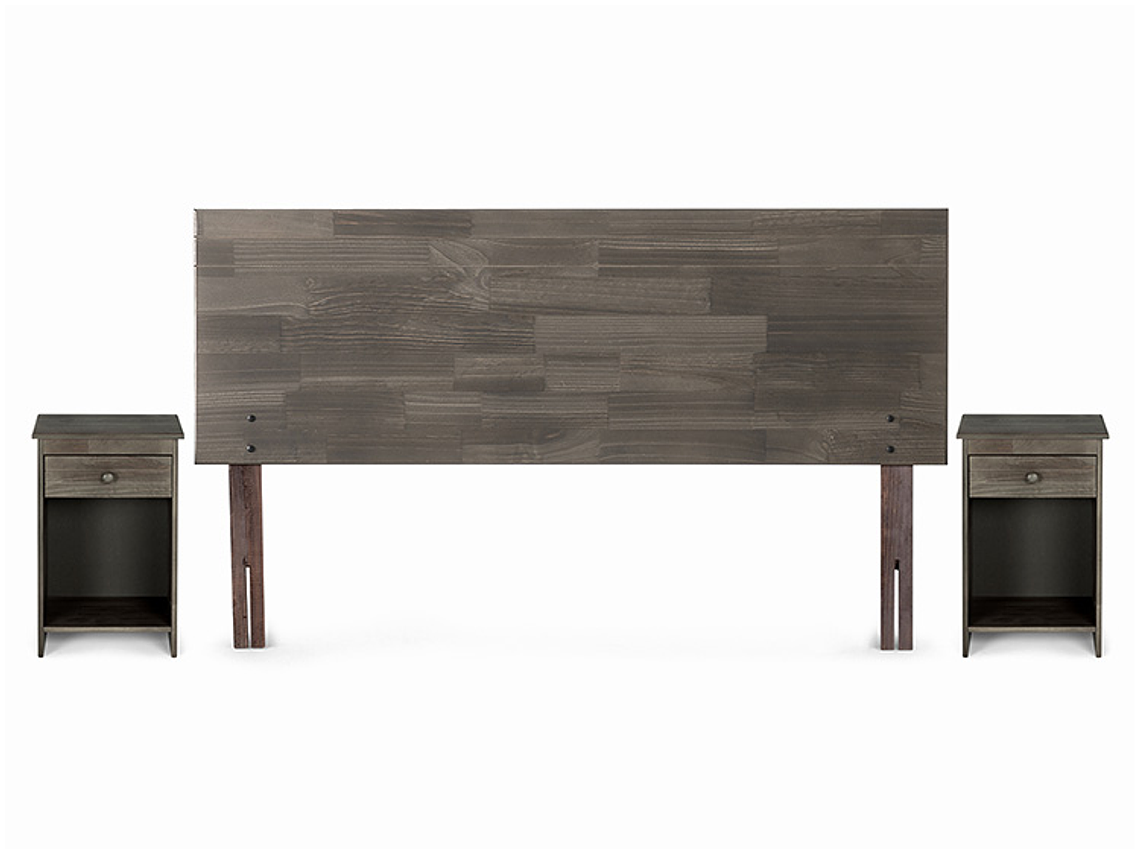 JUEGO DE DORMITORIO ROSEN CAMA EUROPEA ERGO T BD 2 PLAZAS + SET TABOR GRAFITO 3