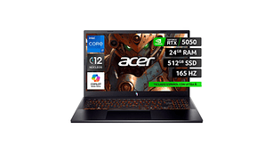 NOTEBOOK ACER GAMER NITRO 5 ANV15-52-73S9-1 INTEL CORE I7 24GB RAM 512GB SSD NVIDIA RTX5050 15.6