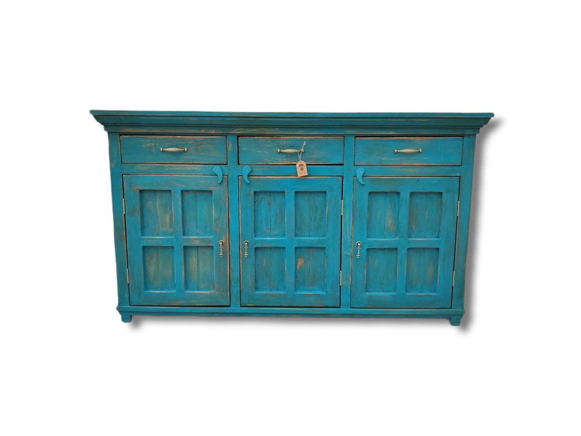 BUFFET TAIKKEE MADERA 3 PUERTAS PETROLEO RÚSTICO DECAPADO 1