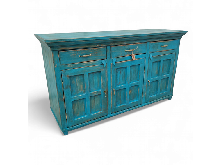 BUFFET TAIKKEE MADERA 3 PUERTAS PETROLEO RÚSTICO DECAPADO 2