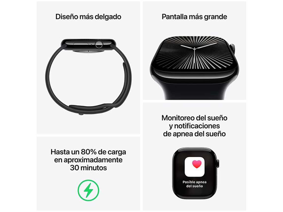 APPLE WATCH SERIE 10 46MM PLATA ALUMINIO CORREA DEPORTIVA M/L 4
