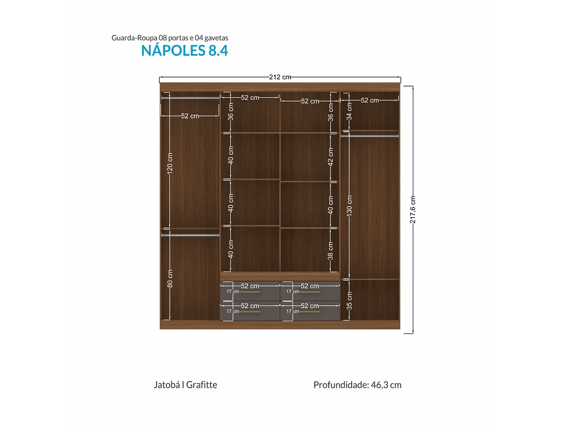 CLOSET NAPOLES 8P4C GRAFITO EN COLOR CAFE 2
