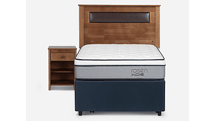 JUEGO DE DORMITORIO ROSEN CAMA DIVAN INDIE 1.5 PLAZAS AZUL + SET FERRARA