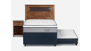 JUEGO DE DORMITORIO ROSEN CAMA DIVAN INDIE 1.5 PLAZAS AZUL + SET FERRARA