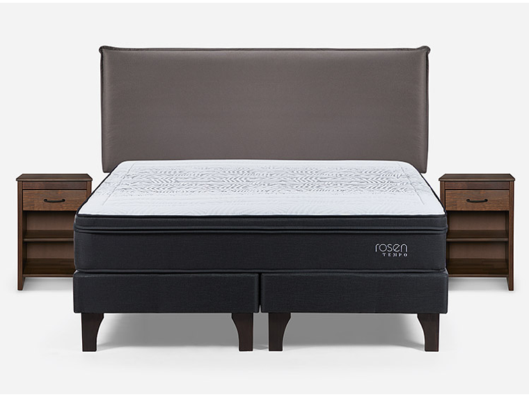 JUEGO DE DORMITORIO ROSEN CAMA EUROPEA TEMPO KING GRAFITO + SET MAURICE CHOCOLATE 1