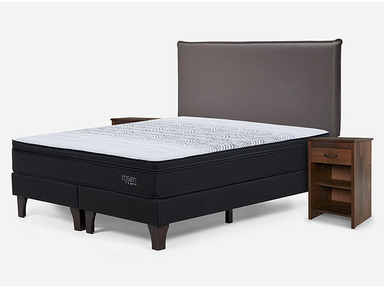 JUEGO DE DORMITORIO ROSEN CAMA EUROPEA TEMPO KING GRAFITO + SET MAURICE CHOCOLATE 2