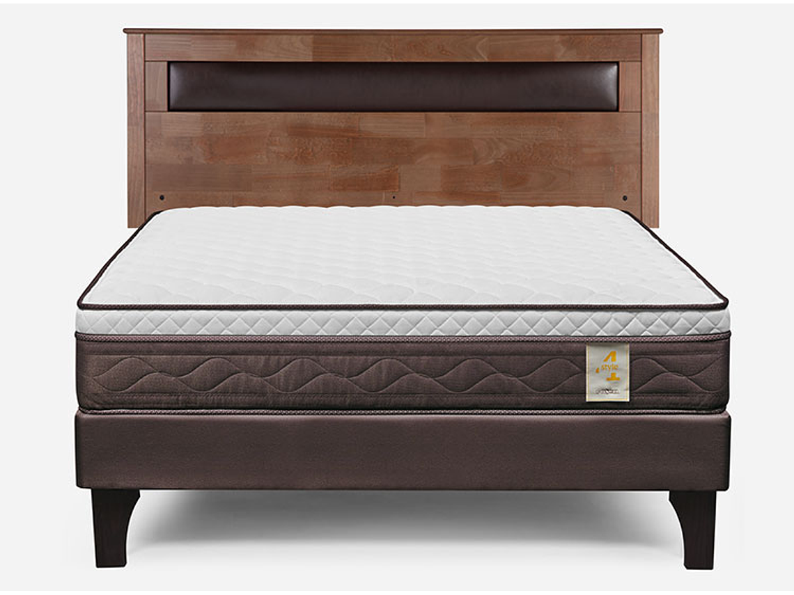 JUEGO DE DORMITORIO ROSEN CAMA EUROPEA NEW STYLE 4 PLUS BN 2 PLAZAS + RESPALDO FERRARA 1