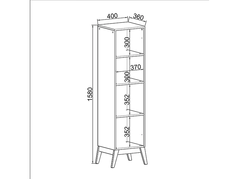 VITRINA BE DESIGN 1 PUERTA NEGRO MALTA 2
