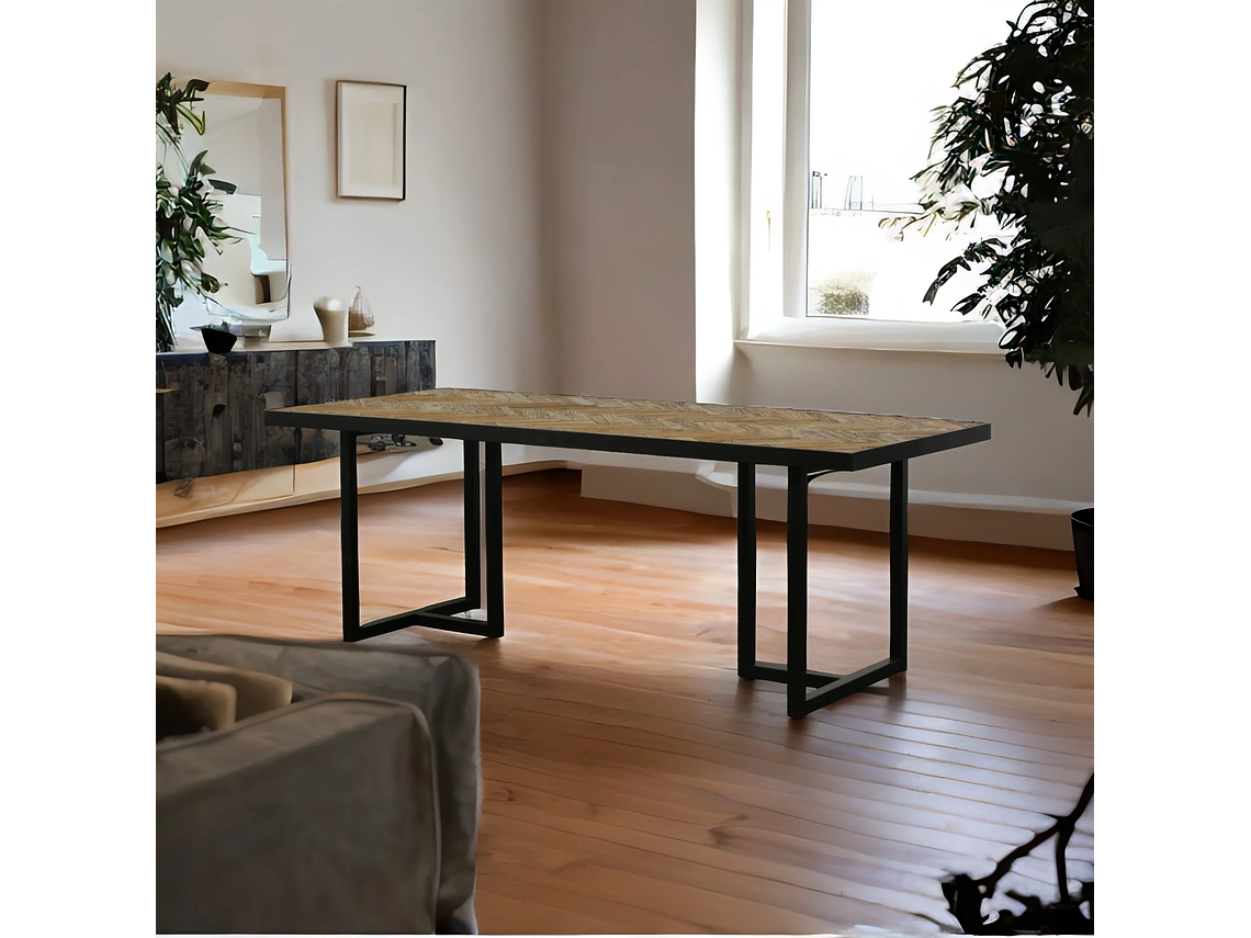  MESA COMEDOR MEYA MUEBLES DARJAN MADERA OLMO Y ACERO 5