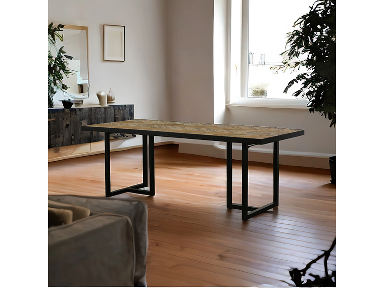  MESA COMEDOR MEYA MUEBLES DARJAN MADERA OLMO Y ACERO 5