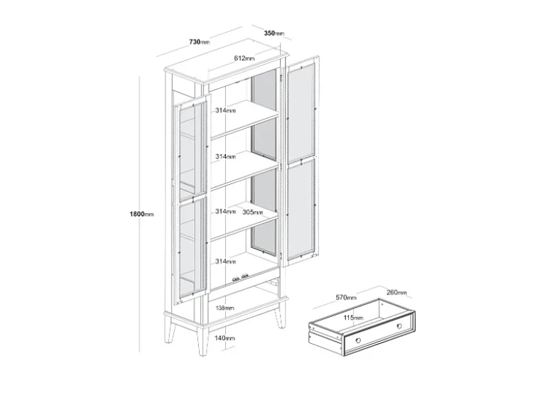 VITRINA MADERA VERDE LIVORNO 5