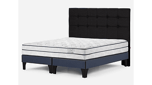 JUEGO DE DORMITORIO ROSEN CAMA EUROPEA AUTONOMY SKY KING AZUL + RESPALDO ISSEY GRIS