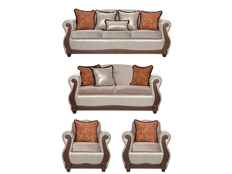 JUEGO DE LIVING 3 2 1 1 GRAN COLUMBIA CREMA 1