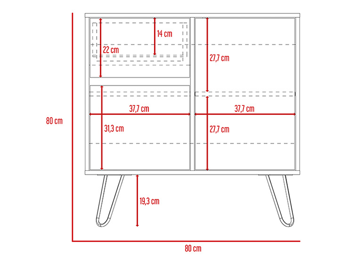 BUFFET TUHOME ANDORRA Z 80 2 PUERTAS 1 CAJÓN CAFÉ 4