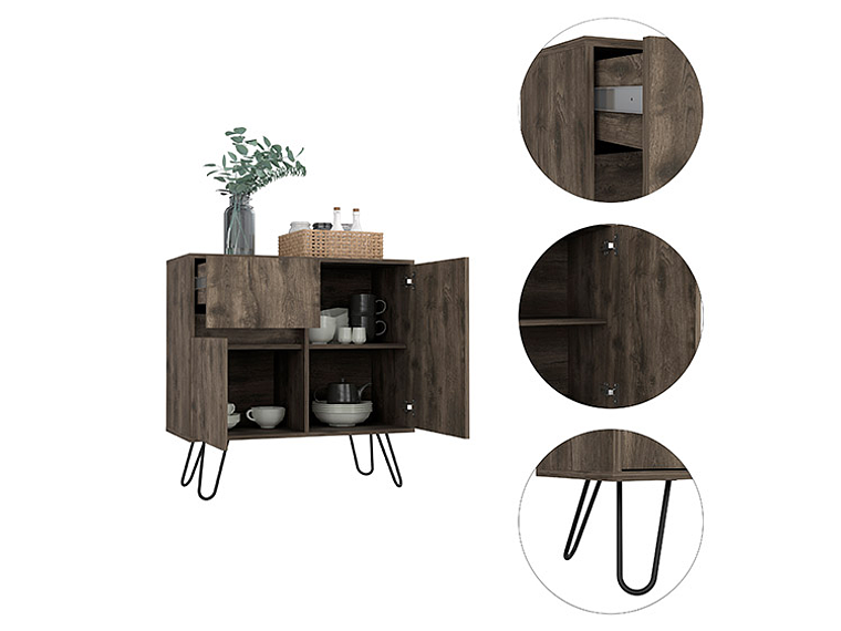 BUFFET TUHOME ANDORRA Z 80 2 PUERTAS 1 CAJÓN CAFÉ 8