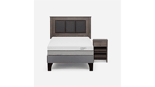 CAMA EUROPEA PRATTA 1 PLAZA PATA MADERA + RESPALDO + VELADOR