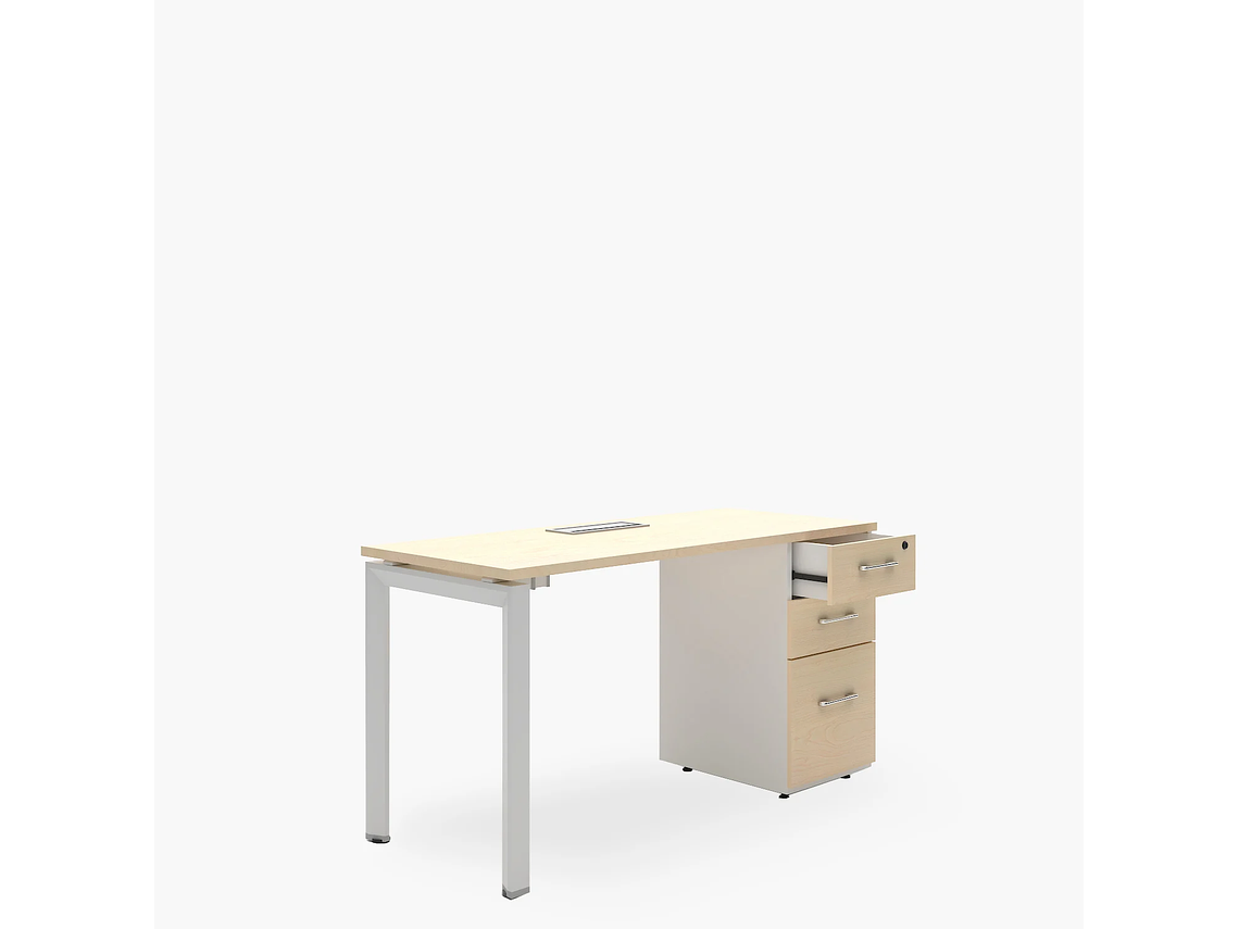ESCRITORIO FORM OFFICE NEO CON PASACABLES 140X60 CON CAJONERA MELAMINA METAL 1