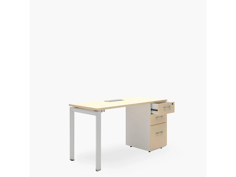 ESCRITORIO FORM OFFICE NEO CON PASACABLES 140X60 CON CAJONERA MELAMINA METAL 1