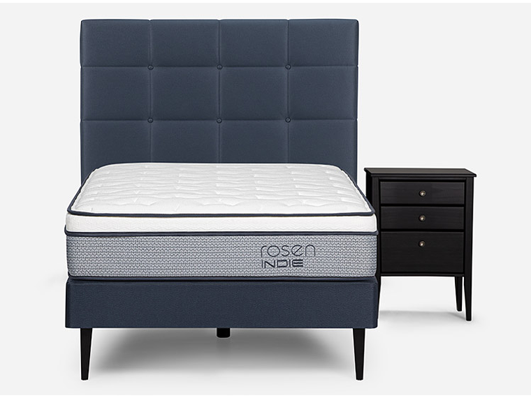 JUEGO DE DORMITORIO ROSEN CAMA EUROPEA INDIE 1.5 PLAZAS + SET ISSEY AZUL 1