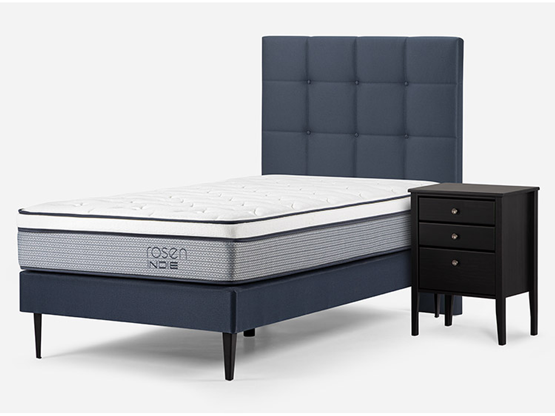 JUEGO DE DORMITORIO ROSEN CAMA EUROPEA INDIE 1.5 PLAZAS + SET ISSEY AZUL 2