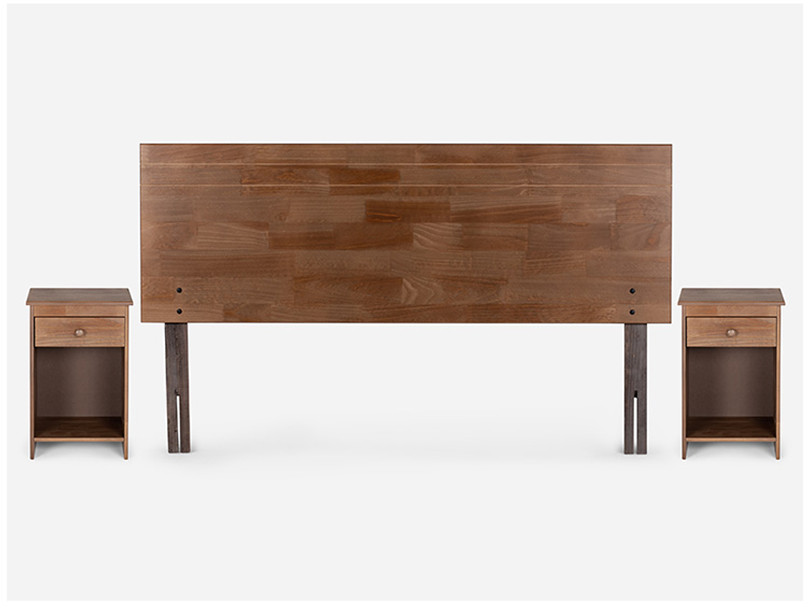 JUEGO DE DORMITORIO ROSEN CAMA EUROPEA WAVE 2 PLAZAS + SET TABOR CARAMEL 3