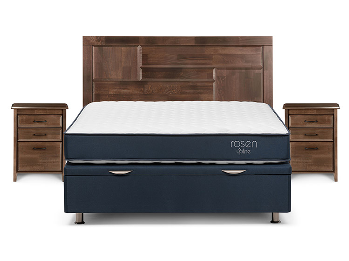 JUEGO DE DORMITORIO ROSEN CAMA BOXET UPLINE 2 PLAZAS + SET DOLCE 1