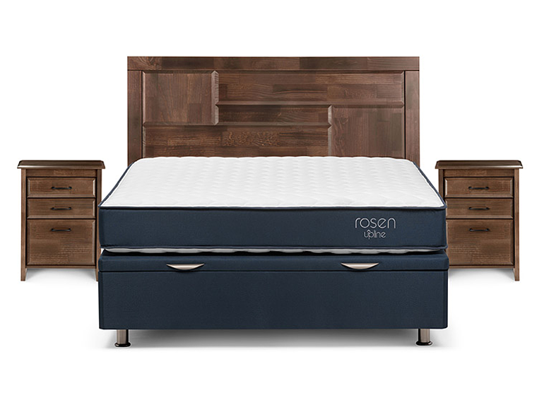 JUEGO DE DORMITORIO ROSEN CAMA BOXET UPLINE 2 PLAZAS + SET DOLCE 1