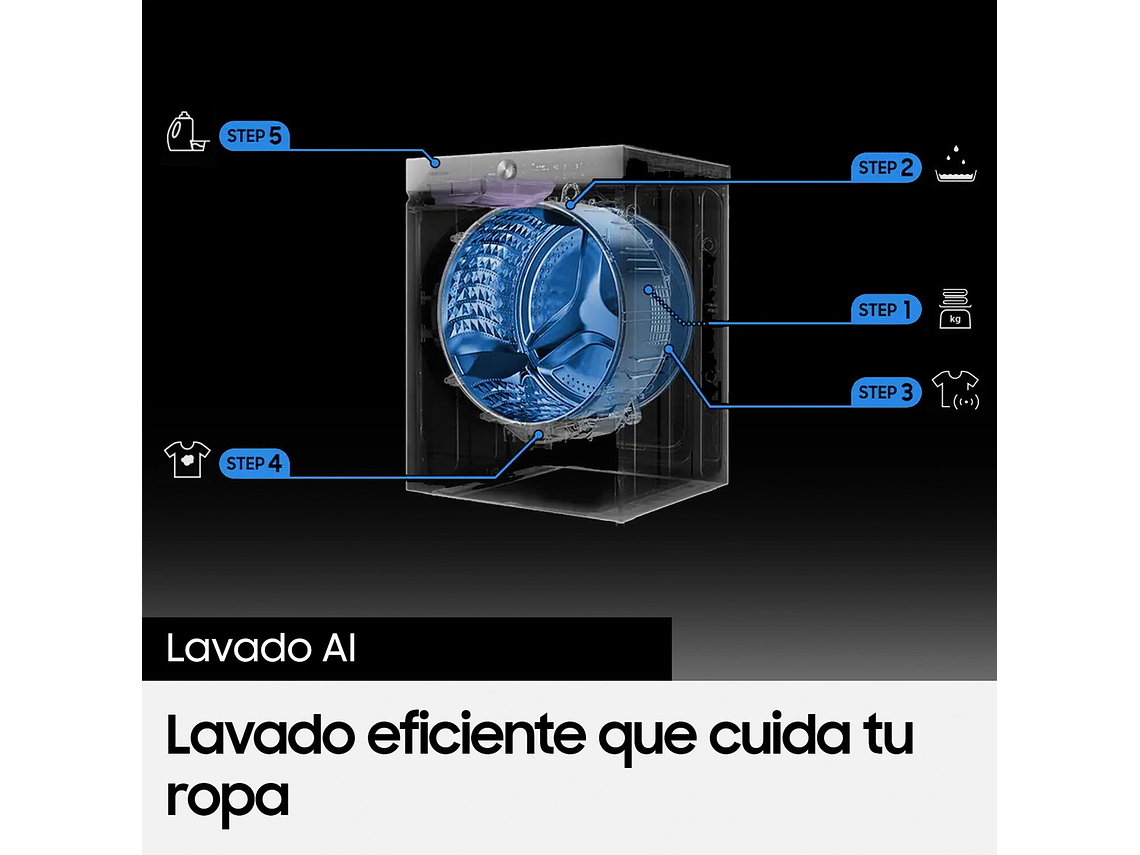 LAVADORA SECADORA SAMSUNG WD22T6500GV 22KG/13KG NEGRO 5