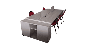 ESTACION ISLA PARA 4 PERSONAS, FOUR SEASONS DOBLE CUBIERTA 4 CAJONERAS. ROBLE PROVENZAL