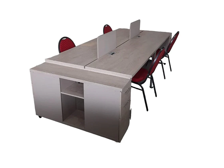 ESTACION ISLA PARA 4 PERSONAS, FOUR SEASONS DOBLE CUBIERTA 4 CAJONERAS. ROBLE PROVENZAL 1