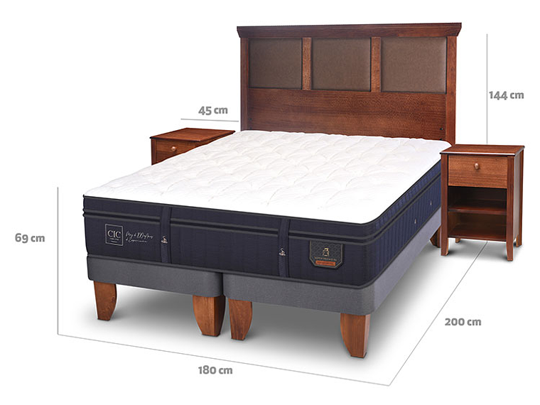 JUEGO DE DORMITORIO CIC CAMA EUROPEA SUPER PREMIUM KING + SET NEW TORINO 3