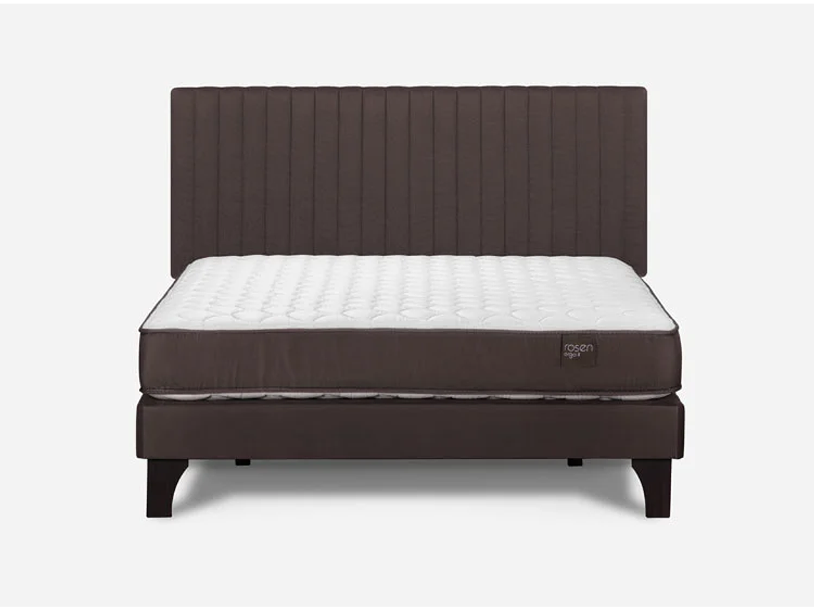 JUEGO DE DORMITORIO ROSEN CAMA EUROPEA ERGO T NEW 2 PLAZAS B/N + RESPALDO LUCIO CHOCOLATE 1