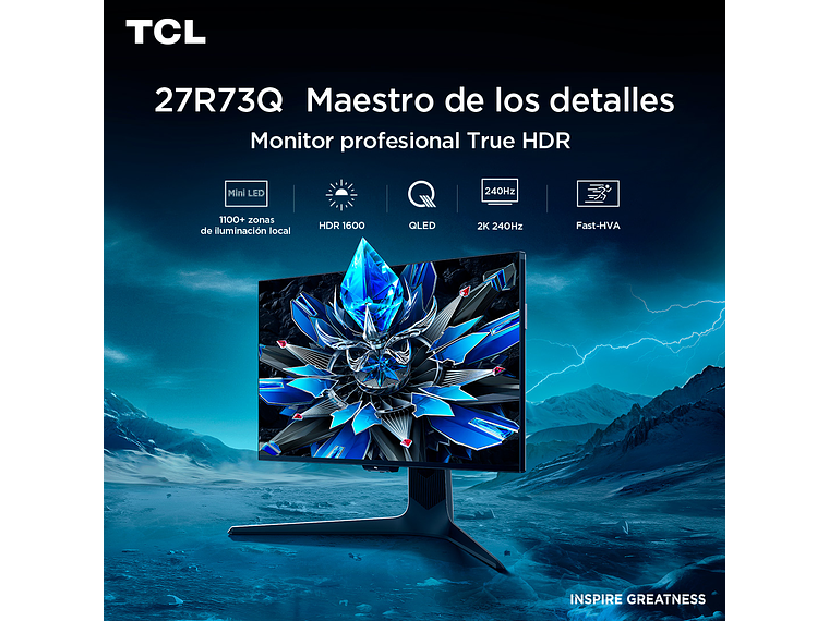 MONITOR GAMER TCL 27' R73Q 240HZ HDR QD-MINILED 1MS 10