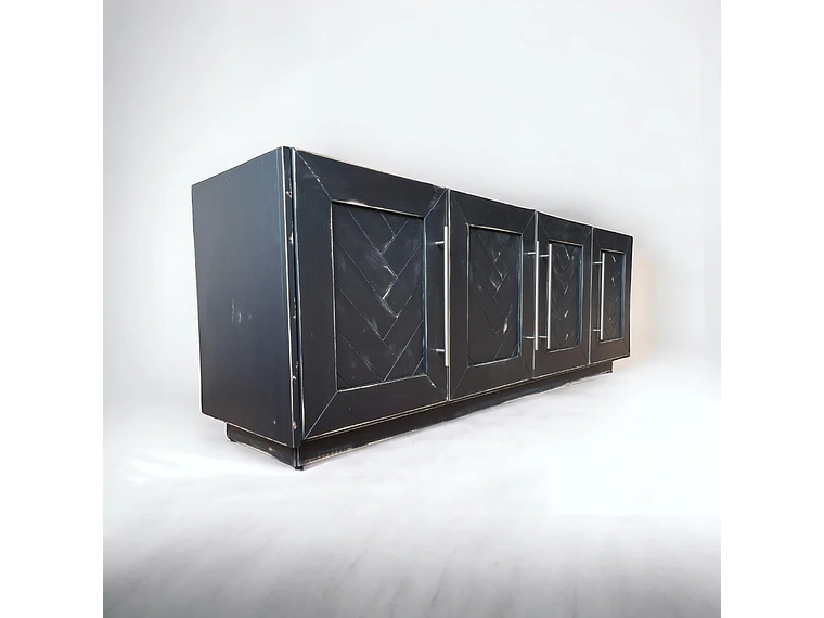 BUFFET TAIKKEE MADERA PINO NEGRO RÚSTICO ESTILO MOSAICO DECAPADO 1