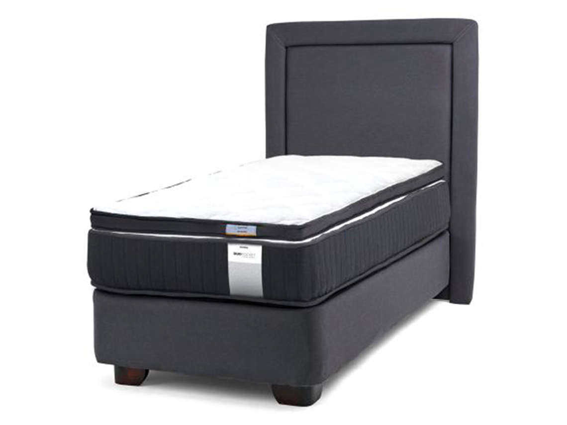 JUEGO DE DORMITORIO DRIMKIP CAMA AMERICANA DUO POCKET 1 PLAZA GRIS + RESPALDO + TOPPER 1