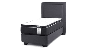 JUEGO DE DORMITORIO DRIMKIP CAMA AMERICANA DUO POCKET 1 PLAZA GRIS + RESPALDO + TOPPER