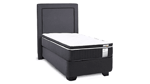 JUEGO DE DORMITORIO DRIMKIP CAMA AMERICANA DUO POCKET 1 PLAZA GRIS + RESPALDO + TOPPER