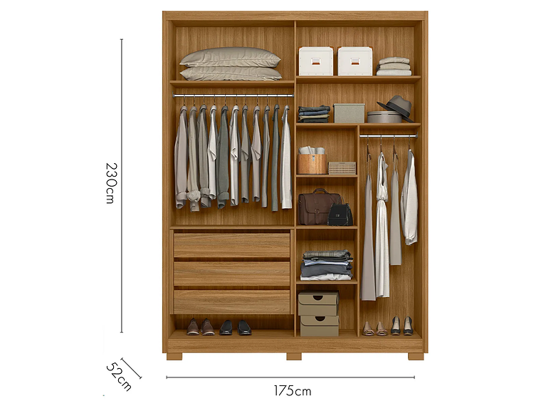 CLÓSET DI PORETTI DESIGN COLORADO 2 PUERTAS 3 CAJONES CAFÉ 4